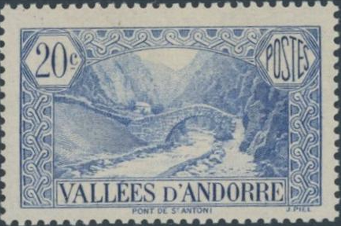 Andorre, 20 centimes outremer non émis.