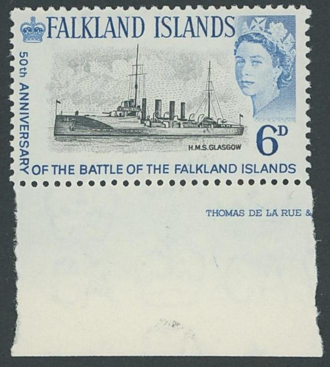 Erreur d’impression d’un timbre des Falkland (1964).