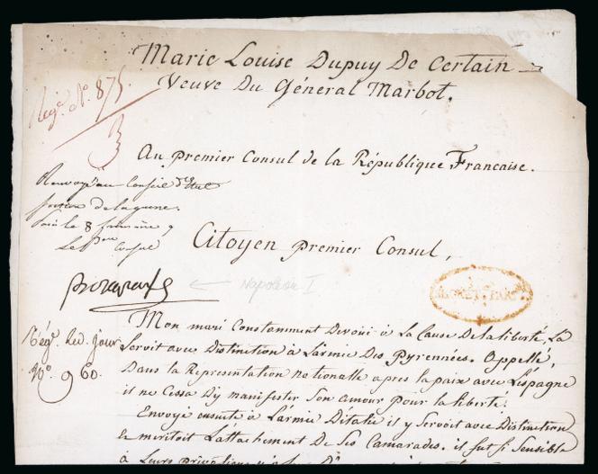 Lettre de 1800 signée par Napoléon Bonaparte, estimation de 1 200 à 1 500 euros.