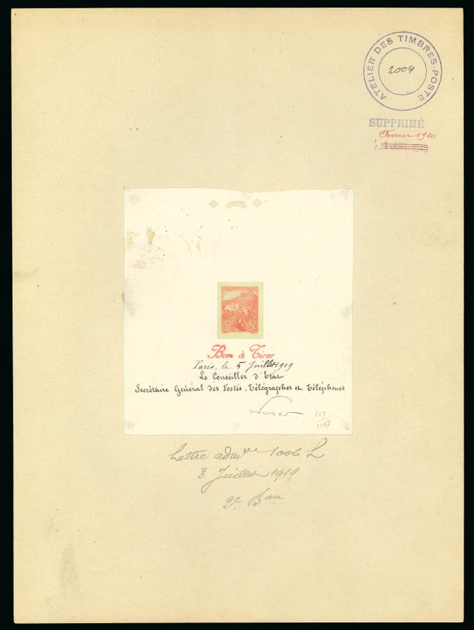 Épreuves avec mention 'bon à tirer' de la série 'Orphelins' (1919) de Monaco, estimation 28 000-40 000 euros.