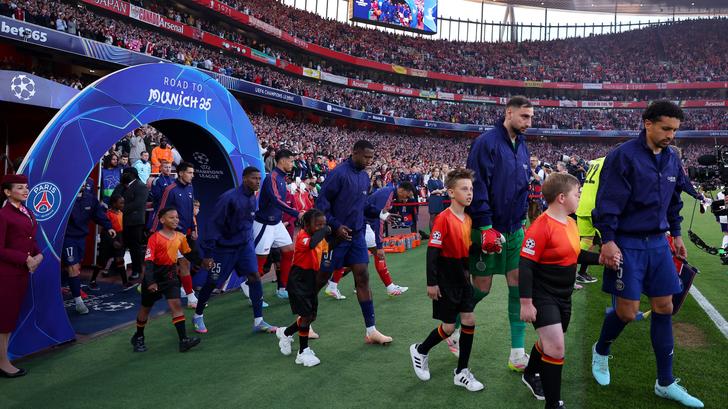 Le PSG (ici avant le match aller à Arsenal) affrontera l’Inter Milan en finale de la Ligue des champions.