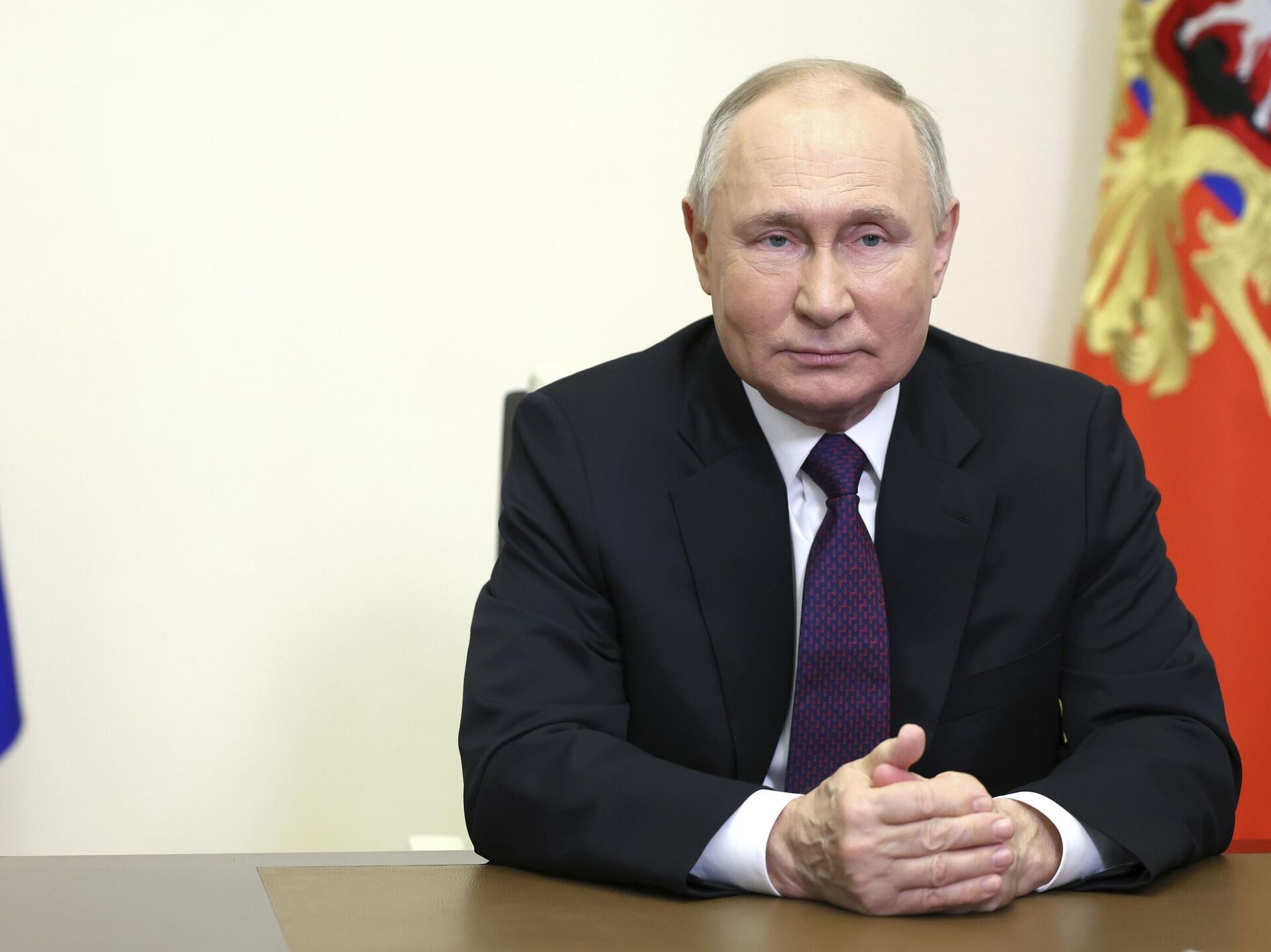 Vladimir Poutine lors des discussions internationales au Kremlin