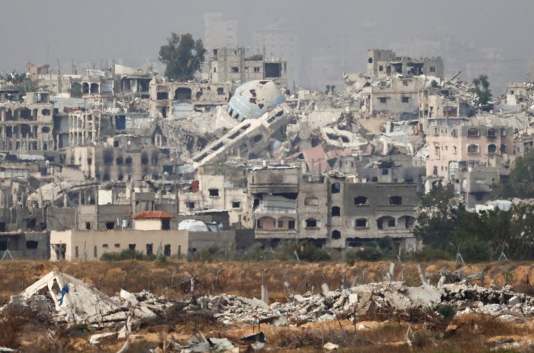 Vue générale de la destruction dans le nord de Gaza vue depuis la frontière israélienne, 17 mai 2025