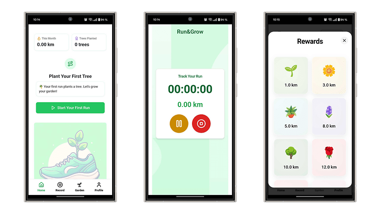 Captures d'écran de l'application Run&Grow