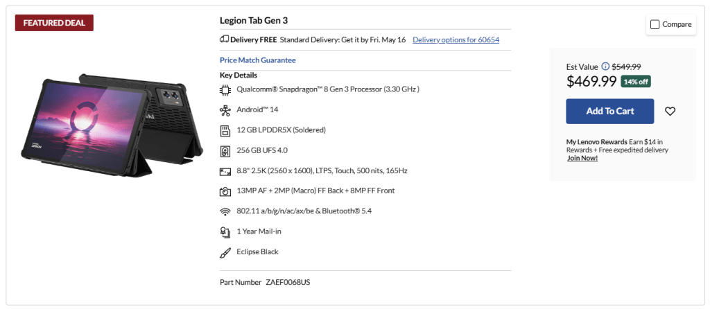 Réduction Lenovo Legion Tab