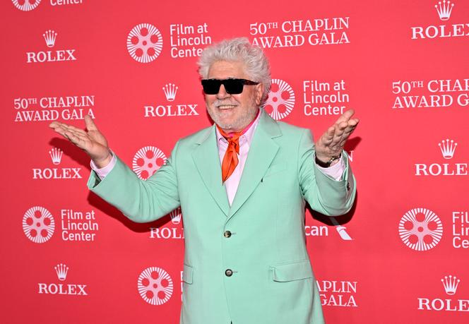 Le réalisateur espagnol Pedro Almodovar, lors du 50ᵉ gala des Chaplin Awards, à New York, lundi 28 avril 2025.