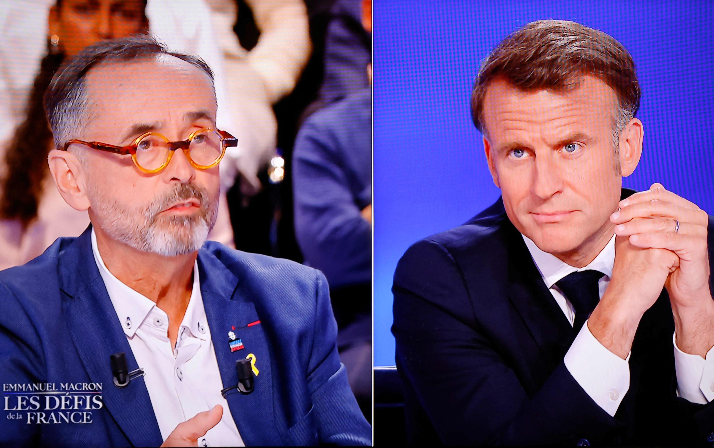 Robert Ménard et Emmanuel Macron ont échangé ce mardi 13 avril, notamment sur les questions migratoires et sécuritaires. AFP/Ludovic Marin