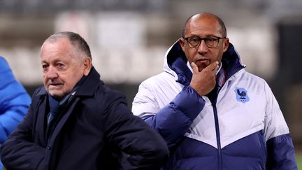 Jean-Michel Aulas et Philippe Diallo lors d'une conférence de presse