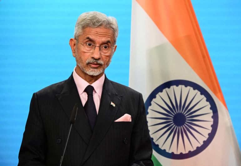 Le ministre indien des Affaires étrangères Subrahmanyam Jaishankar lors d'une conférence de presse à Berlin le 23 mai 2025