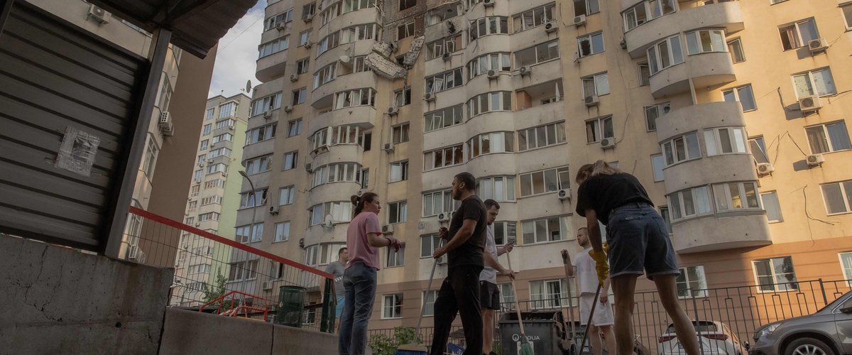 Bombardements à Kiev lors du conflit en Ukraine