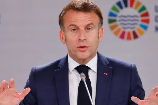 Le président de la République Emmanuel Macron lors de son discours d'ouverture du sommet sur l'océan.