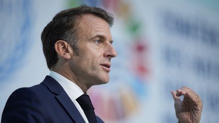 Emmanuel Macron à Nice, le 9 juin 2025 (LAURENT CIPRIANI / AFP)