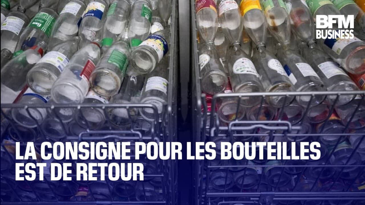Bouteilles en verre consignées dans un supermarché