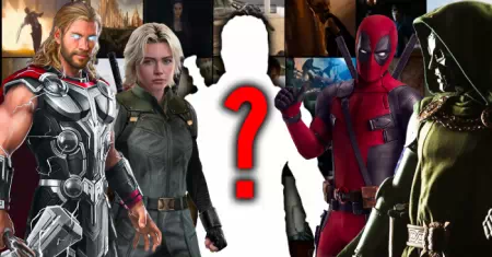 Thor, Yelena Belova, Hercule (silhouette), Deadpool et Doctor Doom