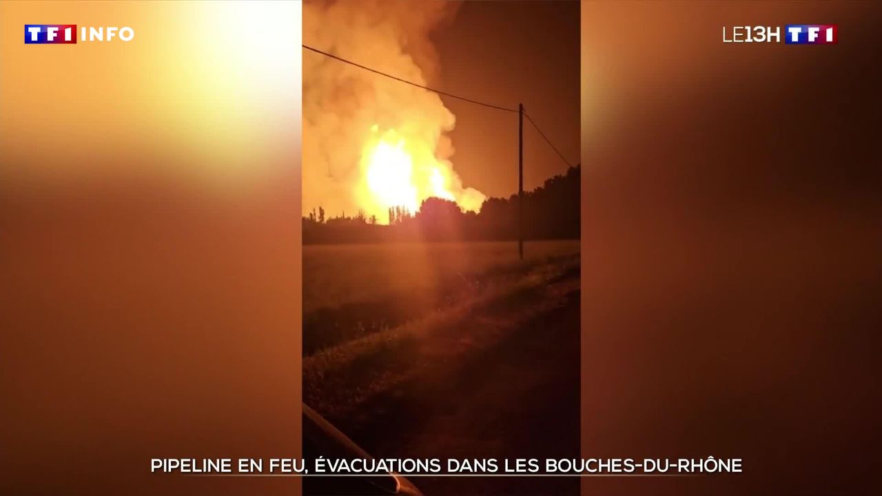 Images du feu de pipeline dans les Bouches-du-Rhône