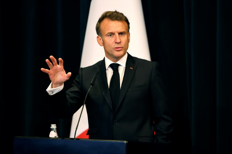 Emmanuel Macron lors d'une déclaration à l'ONU