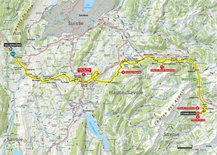 Le tracé de la 6e étape du Critérium du Dauphiné