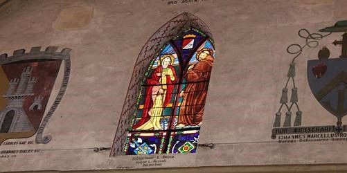 Vitrail représentant le maréchal Pétain et l’amiral Darlan à Casteljaloux