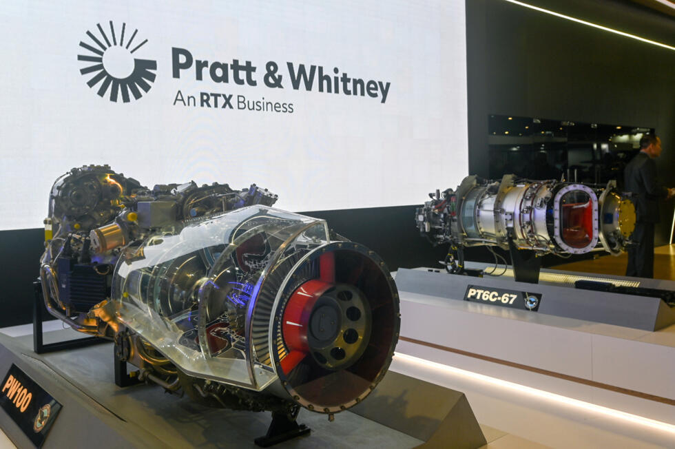 Pratt & Whitney présente des moteurs au salon aérien à Singapour, le 21 février 2024