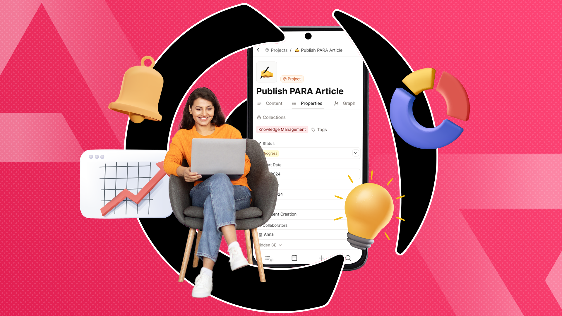 Une femme utilisant son ordinateur portable avec un smartphone à côté d'elle exécutant une application de productivité
