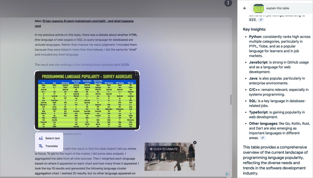 Exemple d'utilisation sur un tableau