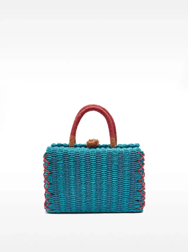 Cesta tote rectangulaire en raphia