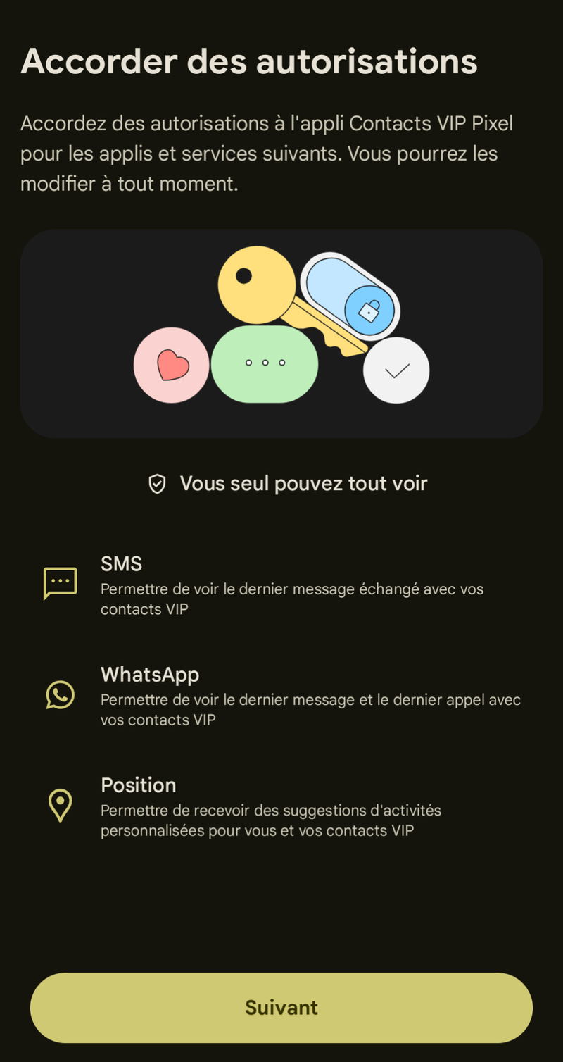 Accords d'autorisations aux Contacts VIP