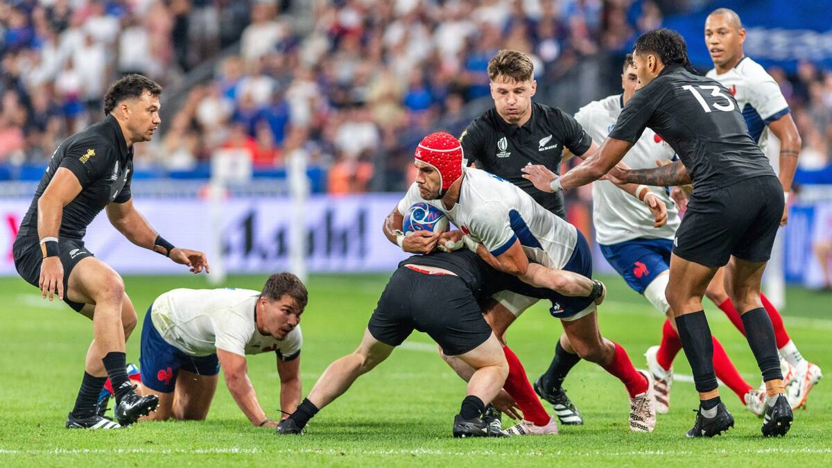 Gabin Villière lors d'un match avec le XV de France
