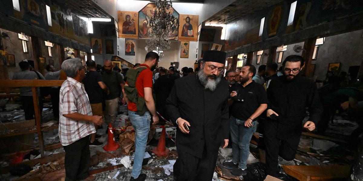 Eglise à Damas après l'attaque