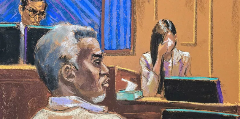 Sean Combs à son procès pendant le témoignage de Jane, victime anonyme, le 9 juin 2025.
