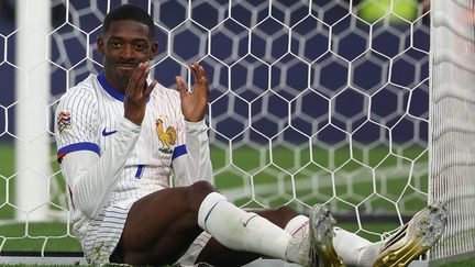 Ousmane Dembélé lors de la demi-finale de Ligue des nations de la France contre l'Espagne à Stuttgart, le 5 juin 2025, en Allemagne. (FRANCK FIFE / AFP)