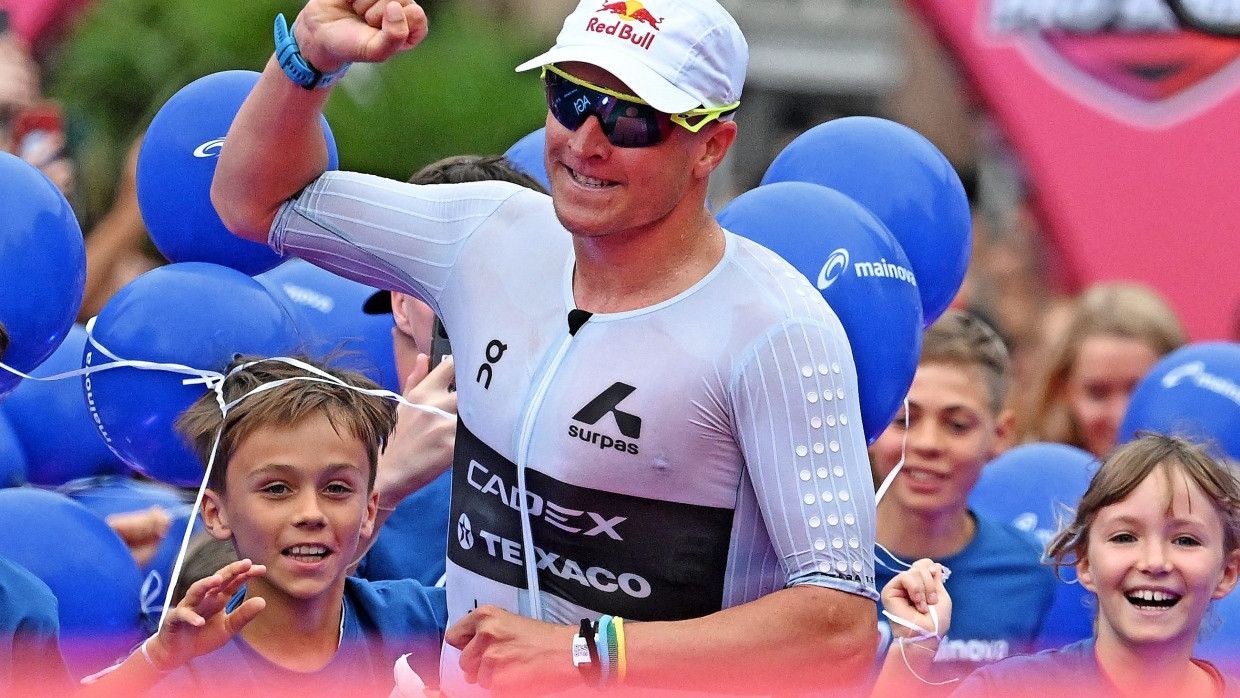 Kristian Blummenfelt lors de sa victoire à Frankfurt l'année dernière.
