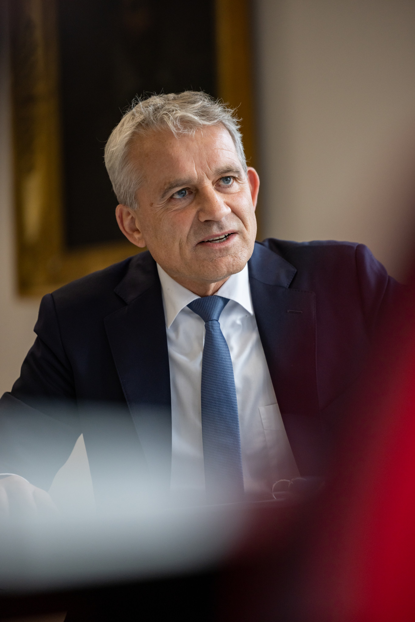 Portrait de Beat Jans, conseiller fédéral du Département fédéral de justice et police, à Genève.