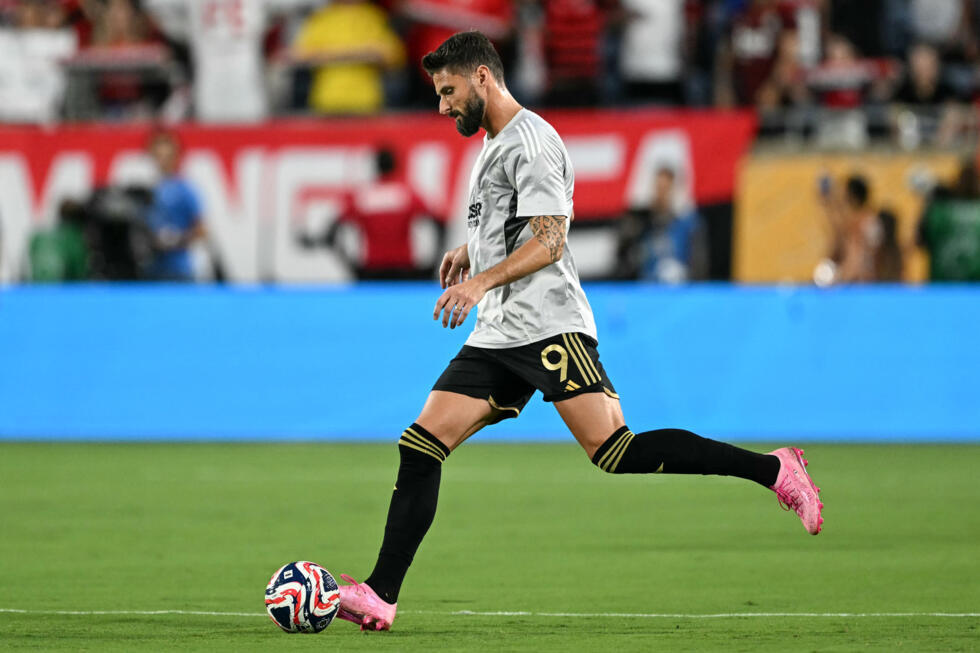 Olivier Giroud sous le maillot du Los Angeles FC qu'il vient de quitter pour Lille, le 24 juin 2025 à Orlando à l'occasion de la Coupe du monde des clubs