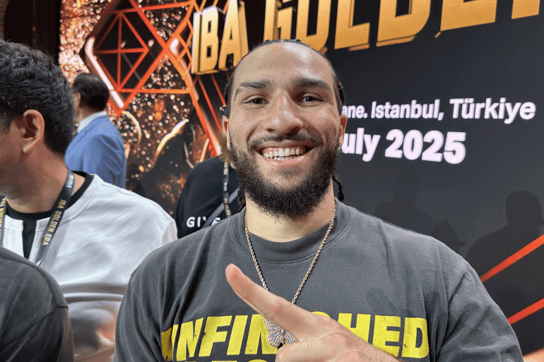 Nico Ali Walsh lors du défilé de mode dédié à la boxe