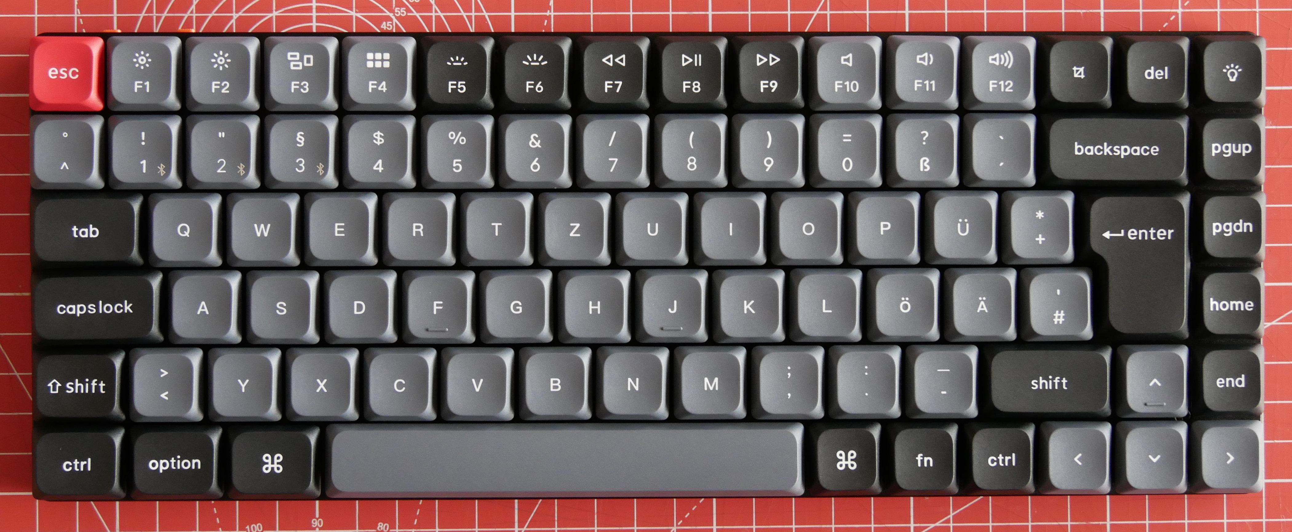 Photo des touches et de la disposition par défaut du clavier Keychron K3 Pro