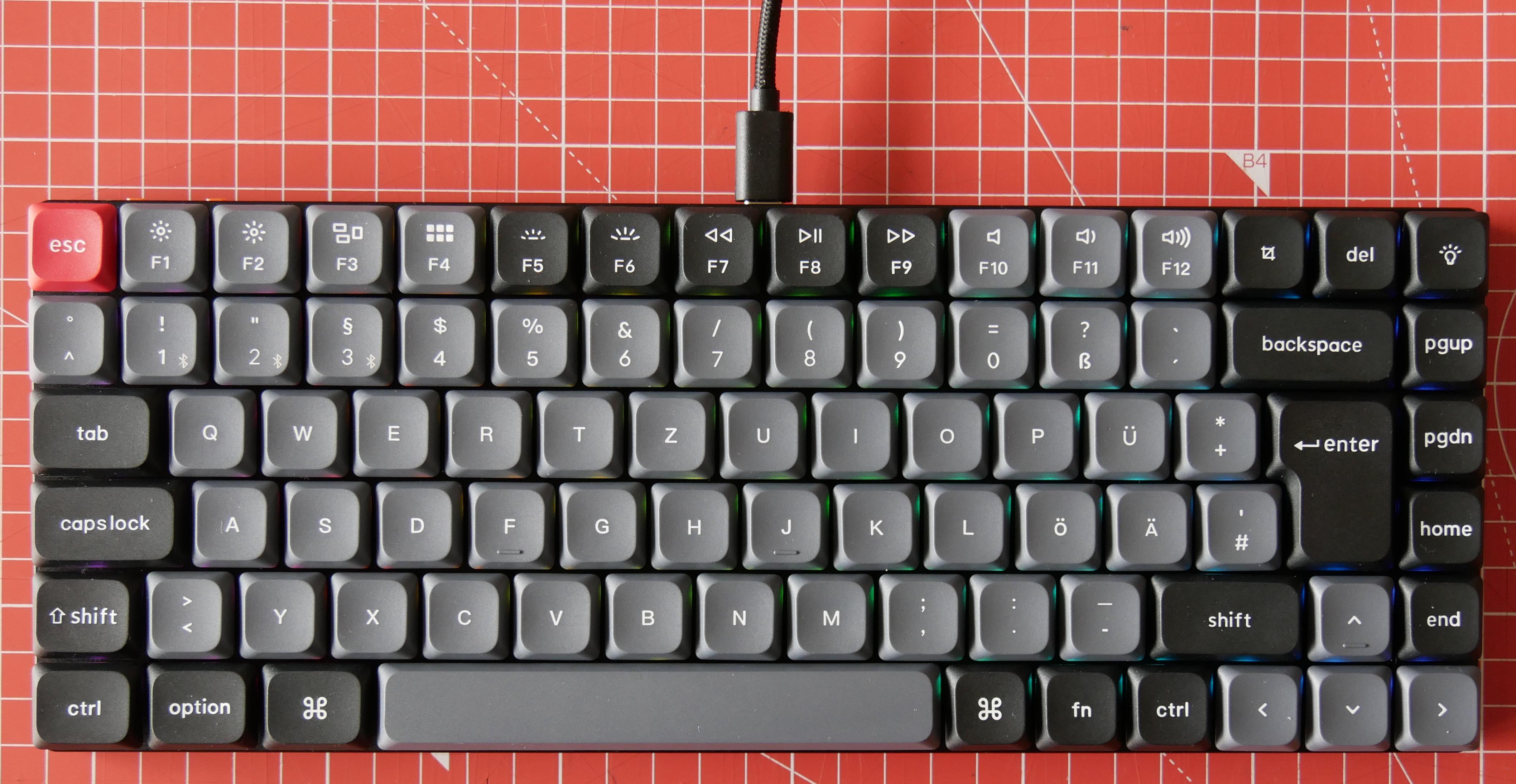 Touches du clavier Keychron K3 Pro, clavier allumé