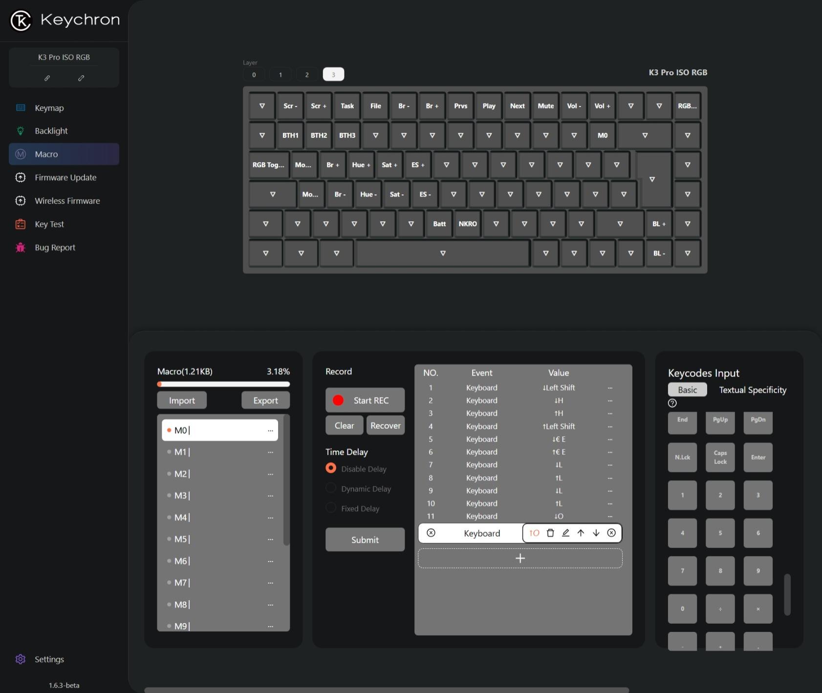 Configuration des macro dans Keychron Launcher