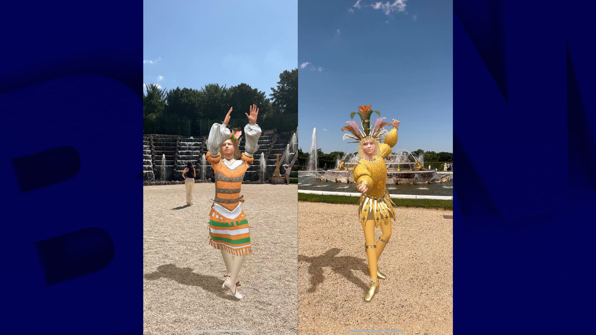 Le costume de la comédie-ballet (à gauche) et du bal du roi (à droite).