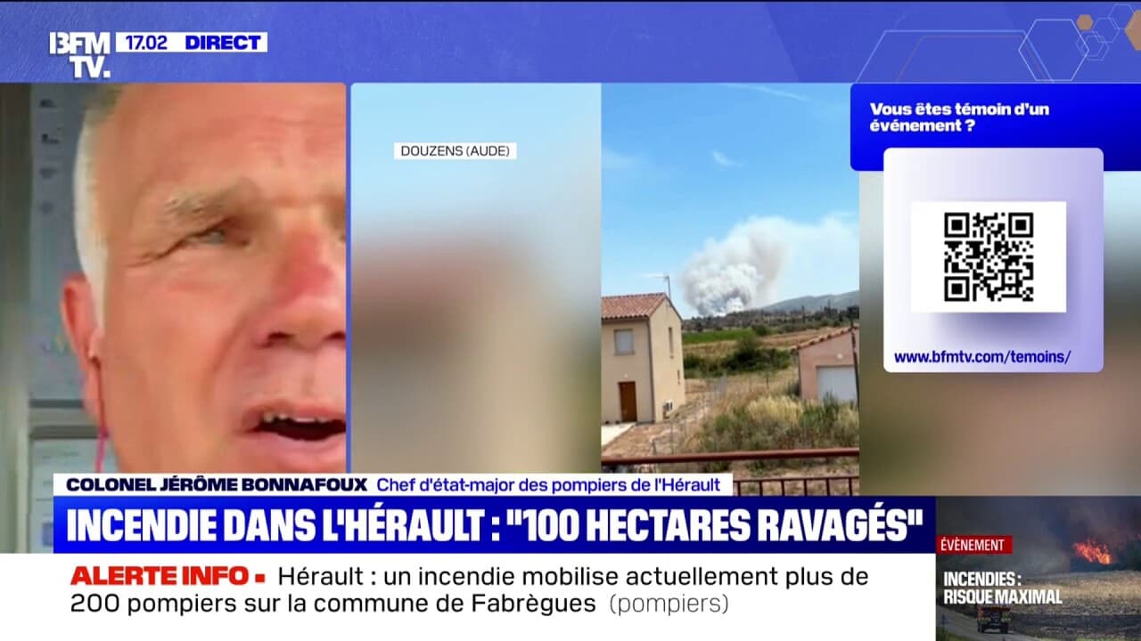 Incendie majeur sur l'A9 à Fabrègues
