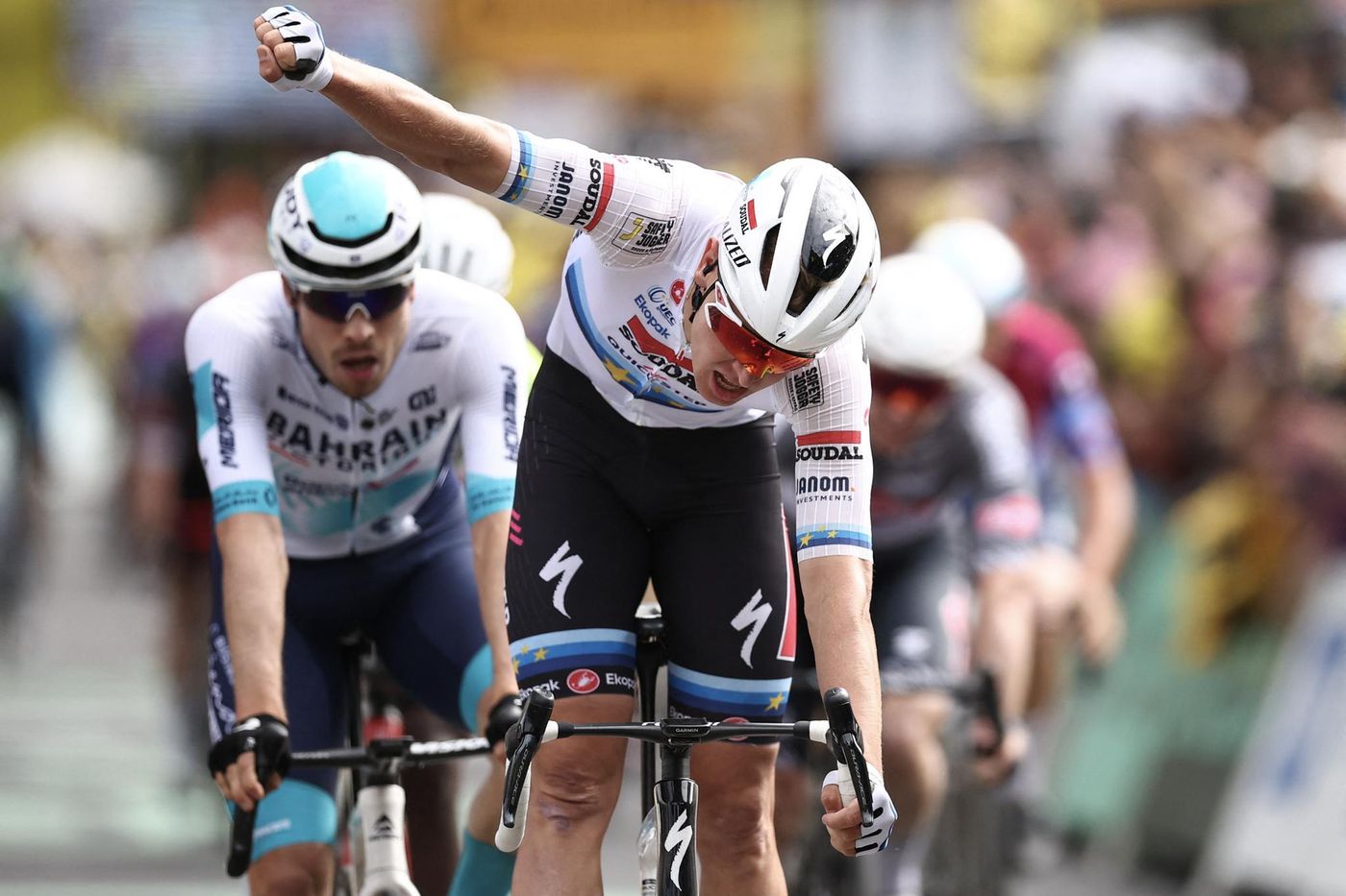 Tim Merlier lors de la victoire au sprint à Dunkerque
