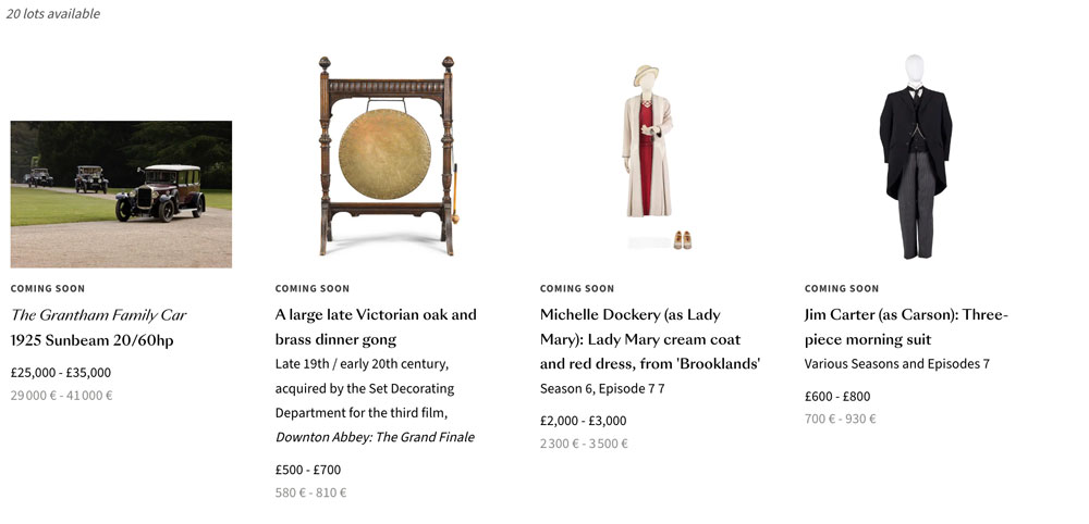 Vente aux enchères Downton Abbey