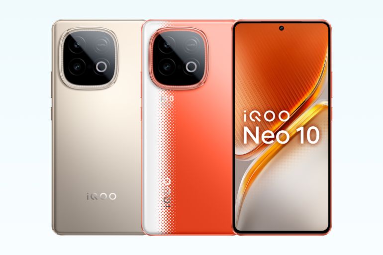 iQOO Neo 10 coloris Titanium Grey et Inferno Red