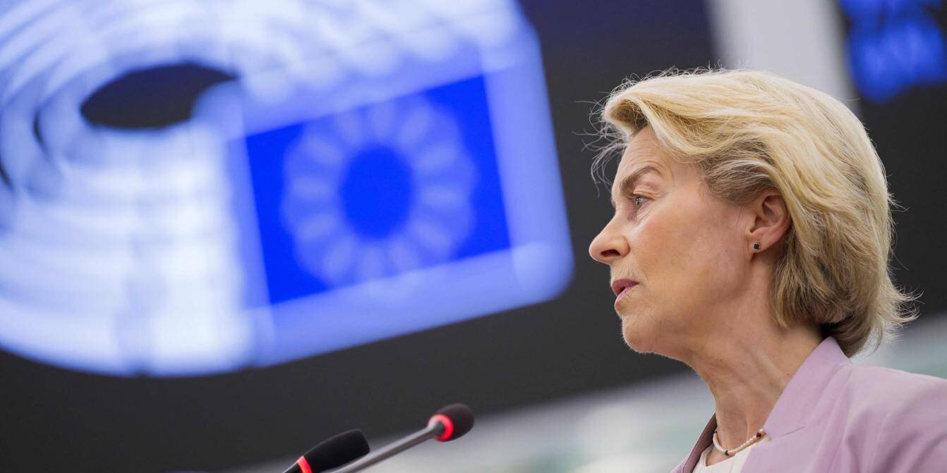 Ursula von der Leyen lors d’un débat au Parlement européen