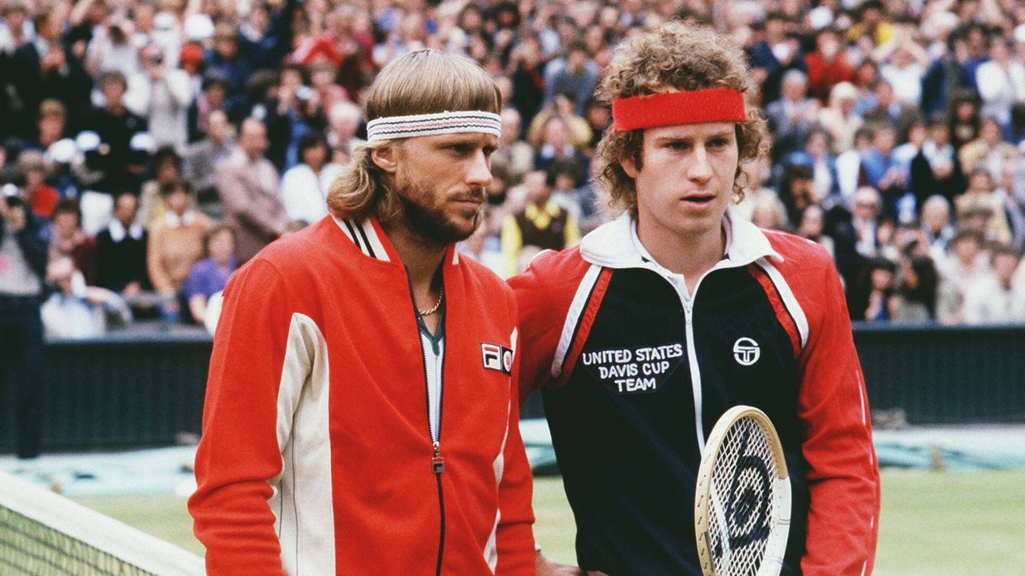 Björn Borg et John McEnroe lors de la finale de Wimbledon 1980