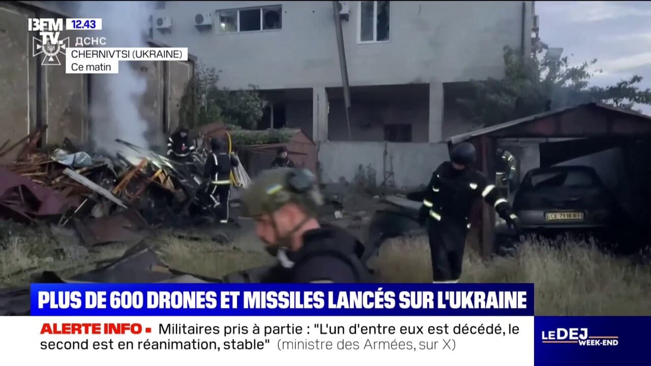 Illustration d'une attaque massive de drones et missiles sur l'Ukraine
