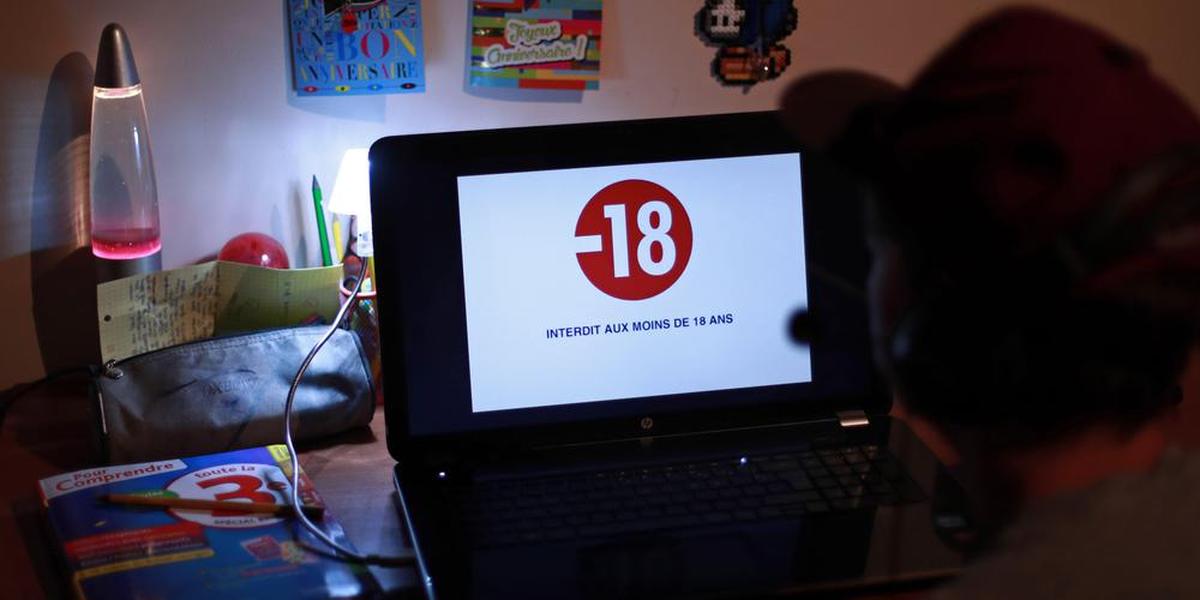 Capture d'écran d'un site pornographique avec vérification d'âge