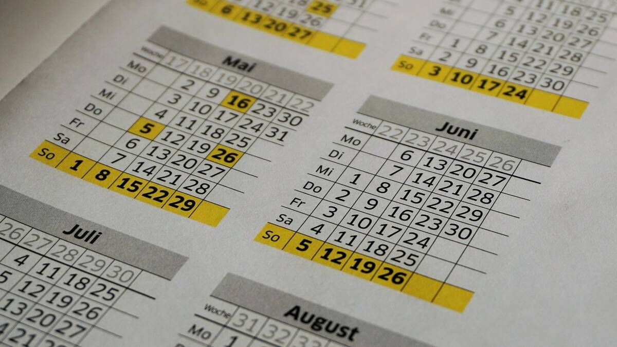 Calendrier avec jours fériés supprimés