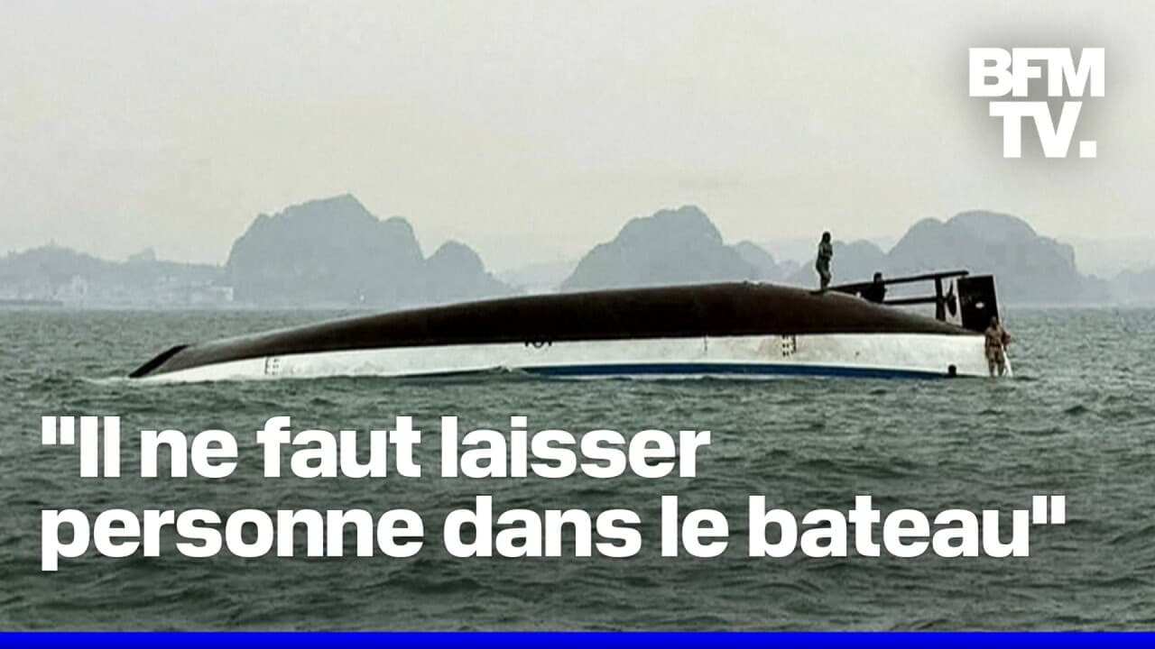 Bateau touristique naufragé en baie d’Halong, Vietnam