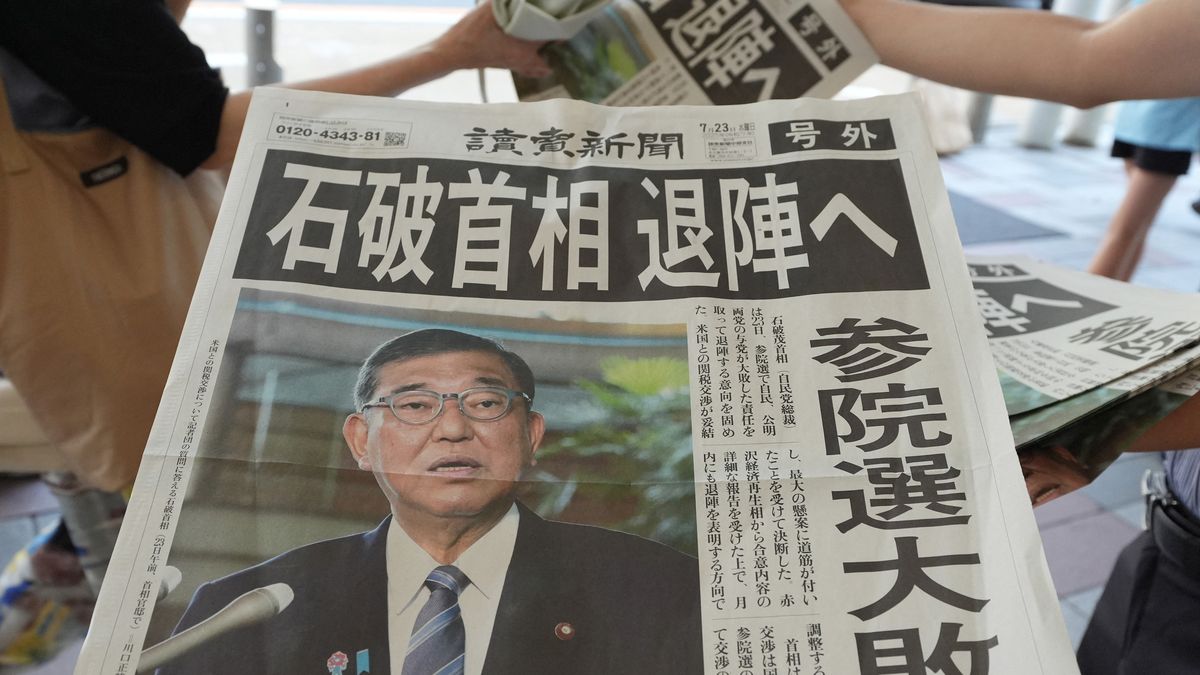 Shigeru Ishiba lors d'une réunion politique au Japon
